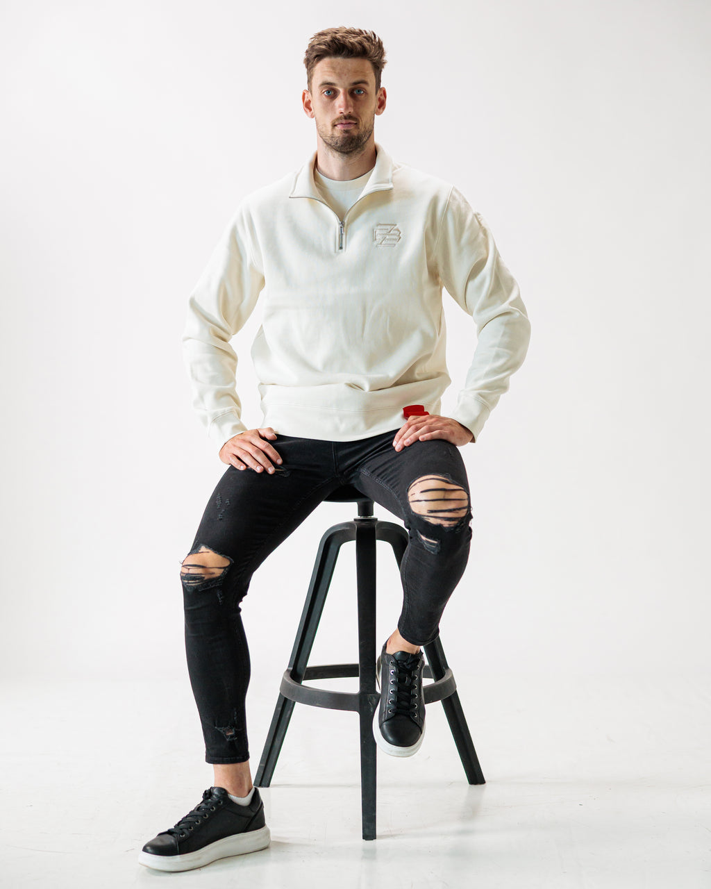 Mikina Half Zip FCZB Monogram ecru