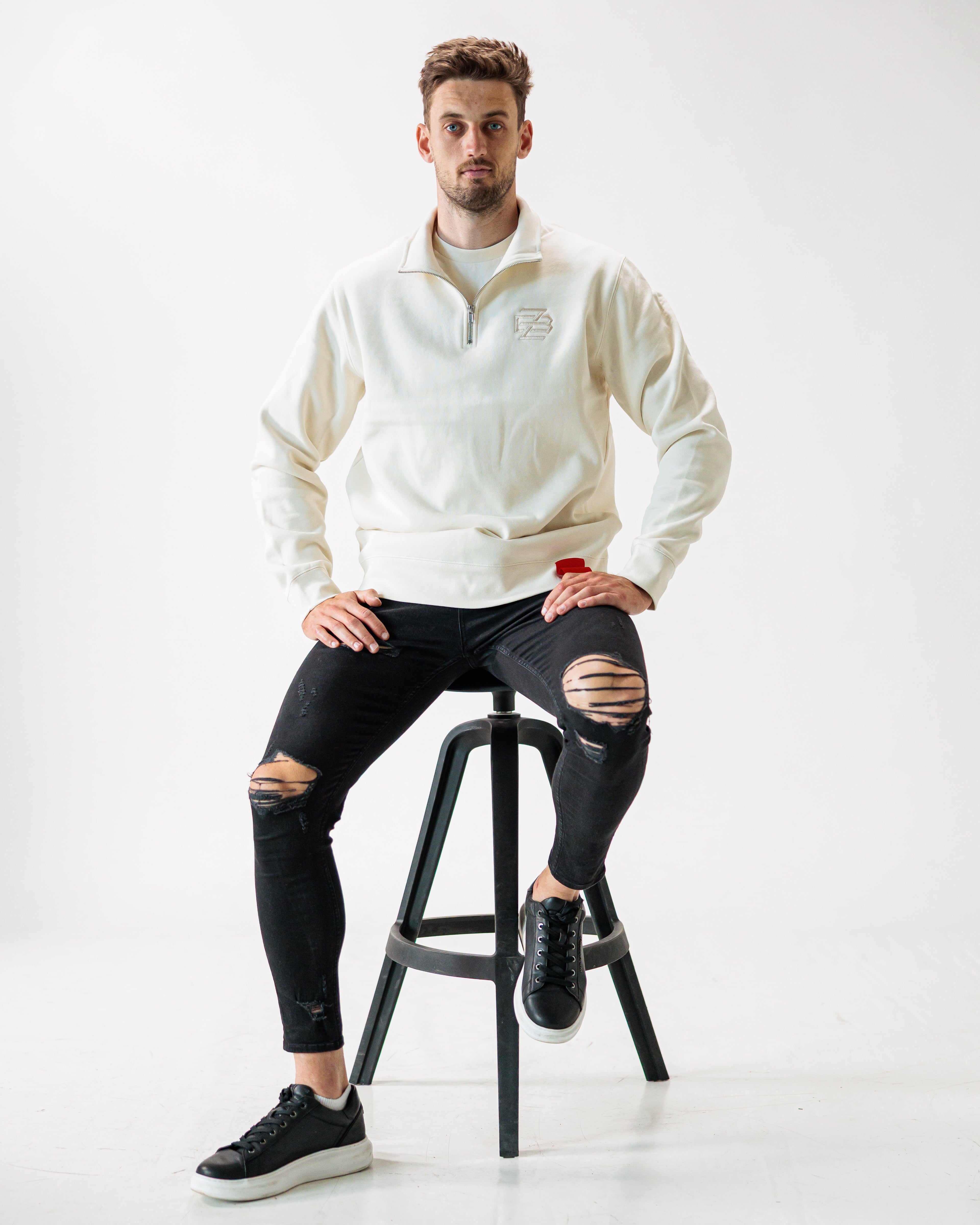 Mikina Half Zip FCZB Monogram ecru
