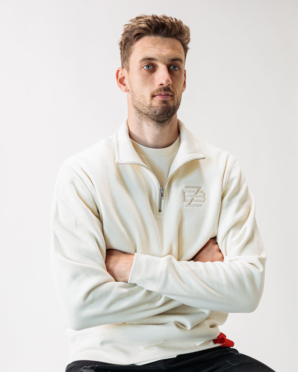 Mikina Half Zip FCZB Monogram ecru